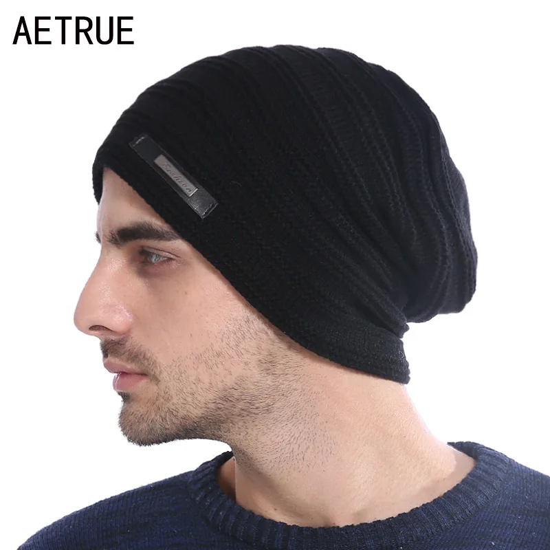 Мужская трикотажная шапка AETRUE головной убор мягкая зеленая брендовая теплая
