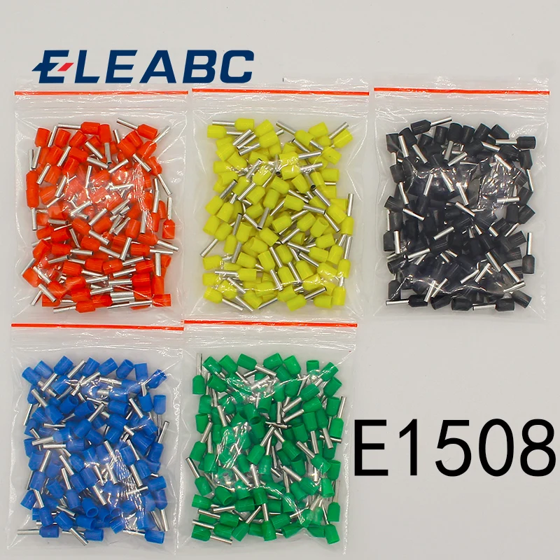E1508 трубки Изоляционные изолированные терминалы 1.5MM2 100 шт./упак. кабель провода