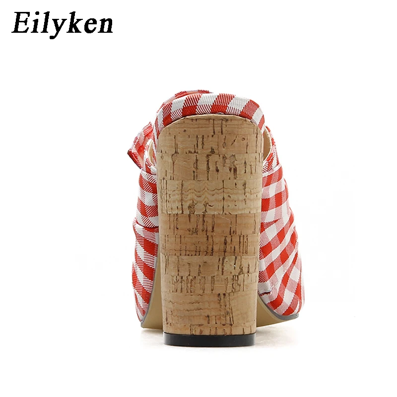 Eilyken/Коллекция 2021 года Модные женские шлепанцы Босоножки в шотландском стиле на