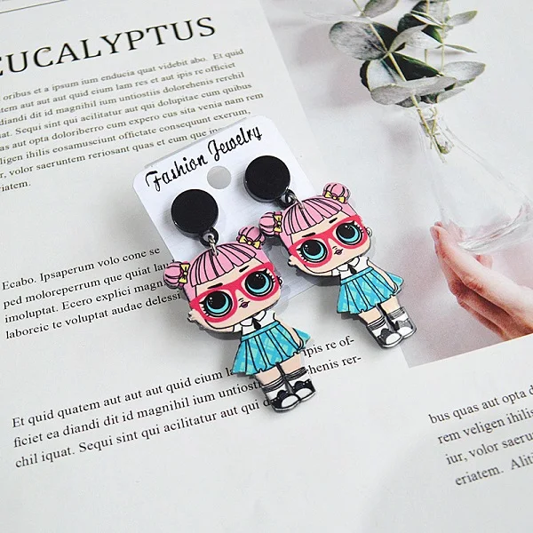 Style-7 Новые корейские модные простые Мультяшные красивые трендовые забавные акриловые персональные серьги с портретом женские ювелирные изделия Аксессуары для ушей - Окраска металла: Style-7