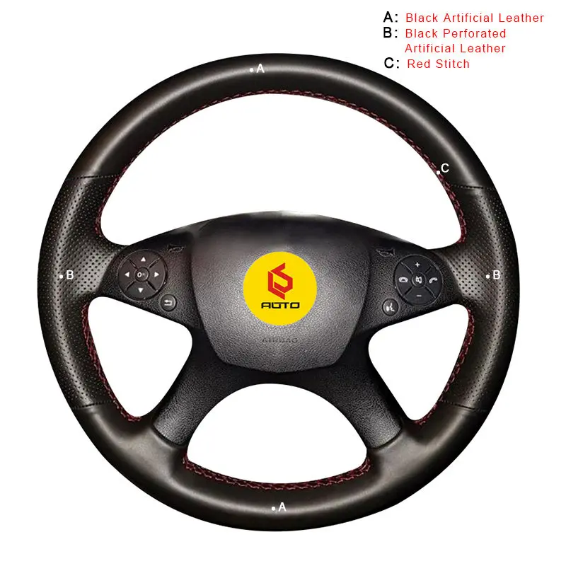 Авто оплетка на руль Крышка для Mercedes Benz W204 c-класс 2007-2010 C280 C230 C180 C260 C200 C300 Ручные Швейные чехлы - Название цвета: Artificial Leather