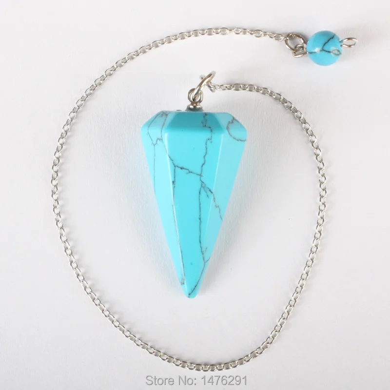 Камень лазурит опал розовый кварцевый кристалл Howlite каменный конус цепь дюбинг целебный маятник с чакрами с цепочкой 1 шт