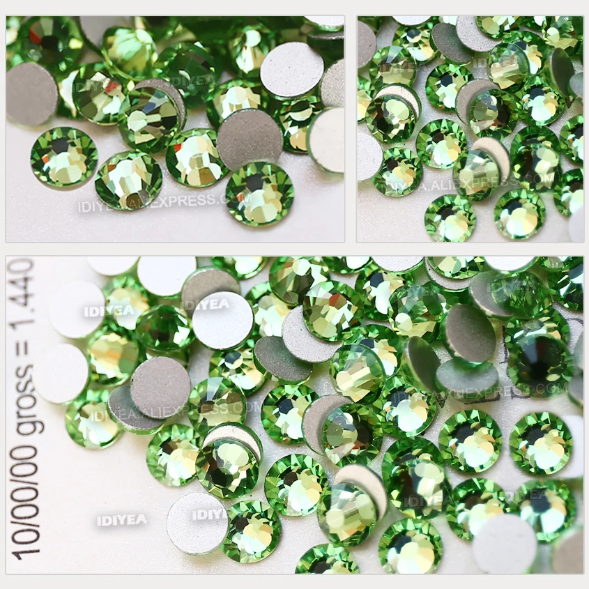 Кристаллы для дизайна ногтей Peridot SS3 SS4 SS5 SS6 SS10 SS20 SS30|non hotfix|hotfix rhinestones ss6strass ss6 |