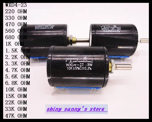 

1Pcs WXD4-23-3W 10 turn 47K OHM Precisions Wire wound Handmade Potentiometers
