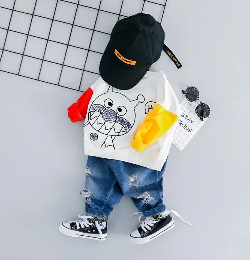 Baby boy clothes spring autumn infant cartoon clothing set baby =T-shirt+jeans pants 2 pcs suit for 0-2 years |