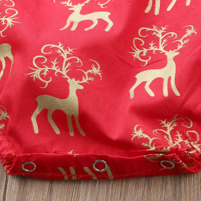 Милый красный Рождественский комбинезон без рукавов с принтом оленя для