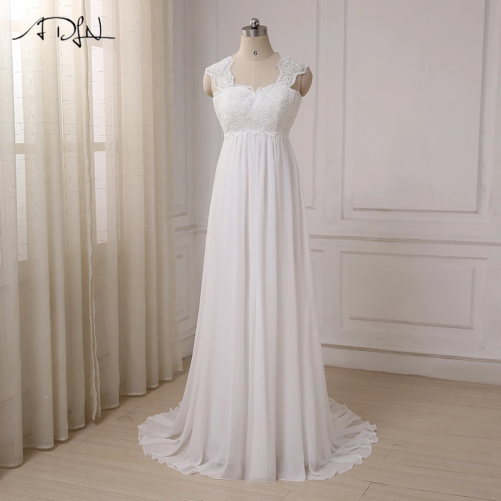 ADLN в шифоновые пляжные свадебные платья Vestido De Noiva с рукавом-крылышком и шнуровкой сзади, свадебное платье для беременных