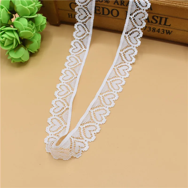 White 18mm width Красивая 5 ярдовая эластичная кружевная лента французская африканская кружевная отделка для шитья белая кружевная отделка африканская кружевная ткань - Цвет: White 18mm width