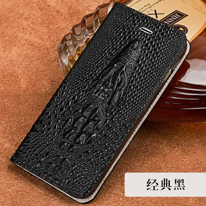black Кожаный флип-чехол для телефона для Xiaomi mi 6 8 SE 9se A2 lite mi x 2 Red mi note 7 из натуральной кожи с подставкой для карт анти-осенний защитный чехол - Цвет: black