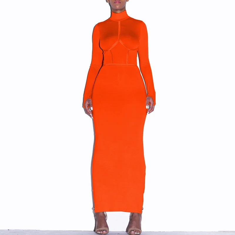 Turleneck Long Sleeve Sexy Bodycon Dresses Woman Party Night Pencil Dress Women Spring Summer | Женская одежда