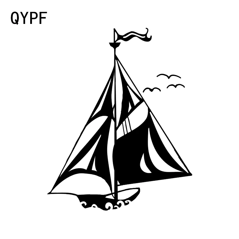 

QYPF 13.2*16.6CM Sailing Ocean Sailor Decor Car Styling Sticker Vinyl Accessories Black/Silver C16-1003