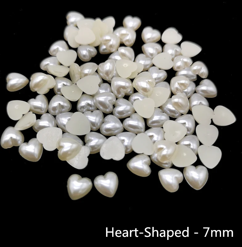 Heart-Shaped 100 шт цвета слоновой кости полукруглые поделки из жемчуга ABS имитация жемчуга смолы скрапбукинга бусины DIY украшения - Цвет: Heart-Shaped