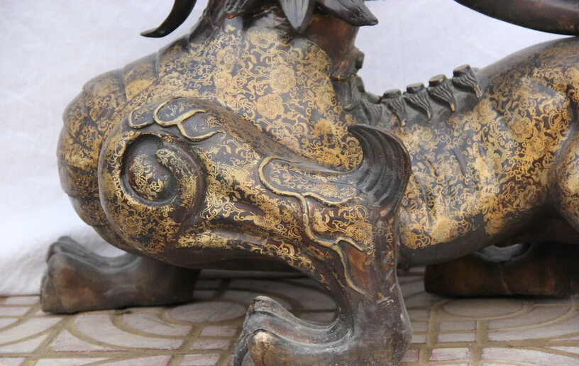 song voge gem S6053 31&quot Larger Chinese Bronze exorcise fly Unicorn Beast Pi Xiu Statue sculpture | Дом и сад