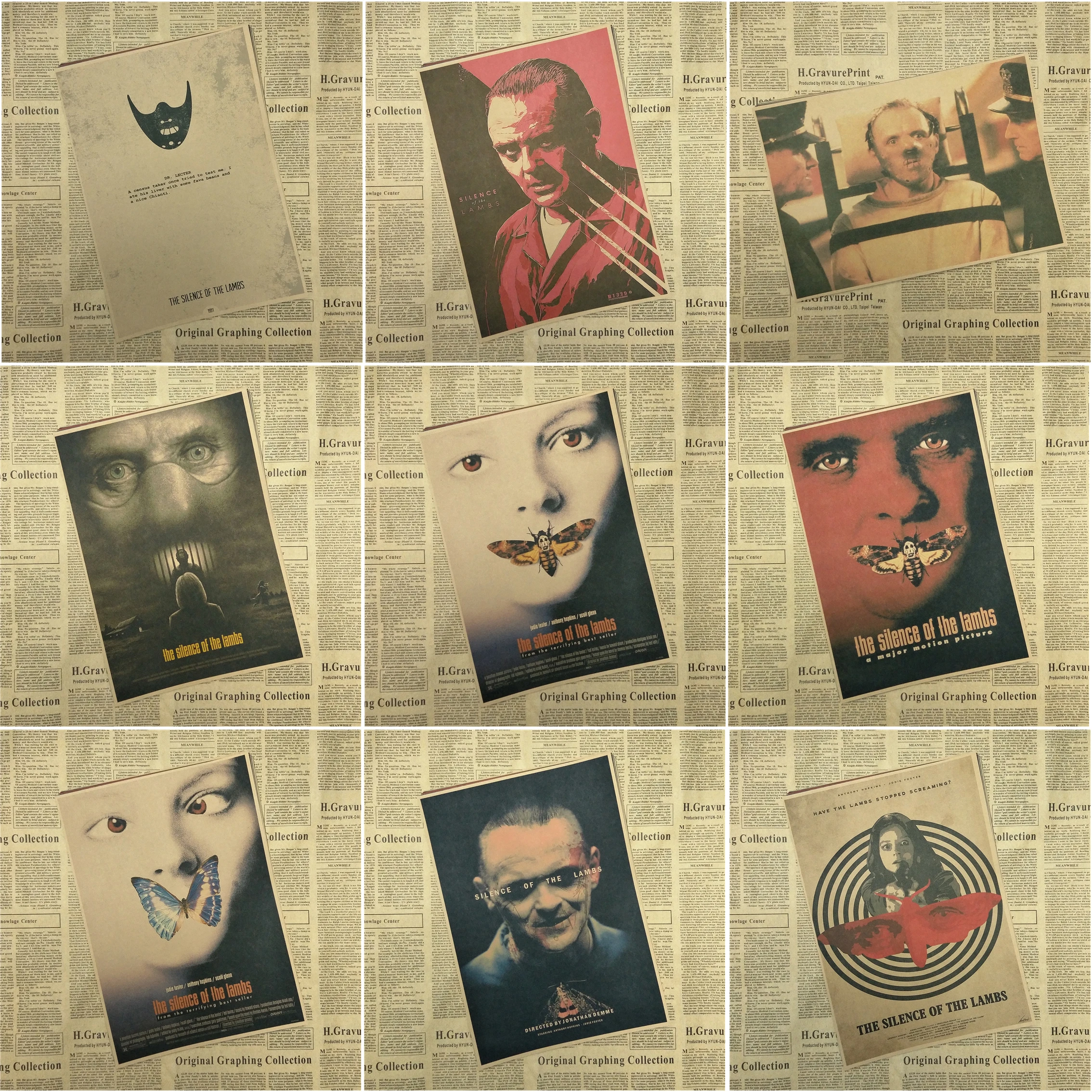 Тишина ягнят/Ностальгический ретро/классический кинопостер картина крафт
