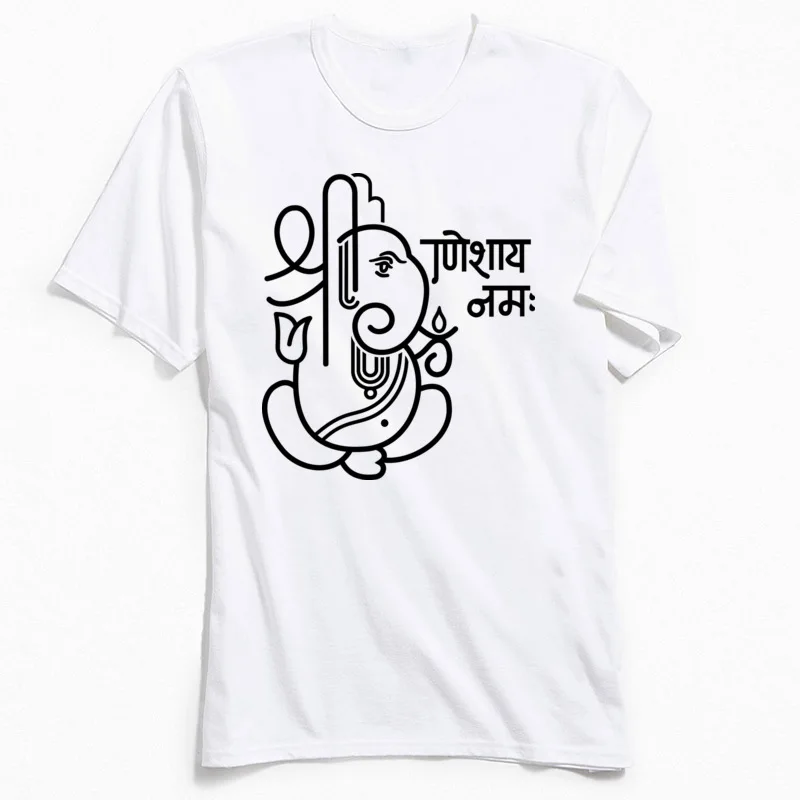 Ganesha футболка для мужчин Ganapati слон Милая Мужская 100% хлопок ткань белые черные