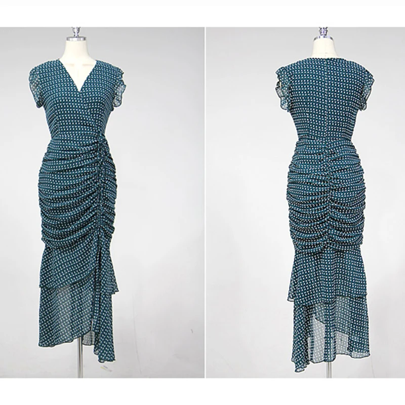 Женское платье с v образным вырезом RUGOD элегантное плиссированное рукавами