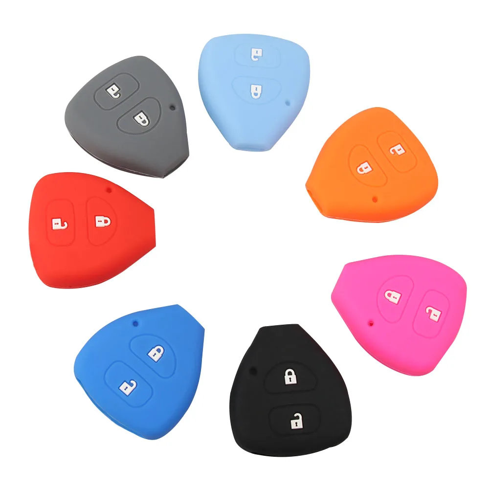 Силиконовый чехол для автомобильного ключа с 2 кнопками TOYOTA Corolla Hilux Vitz Vios Rav4 Aqua Camry