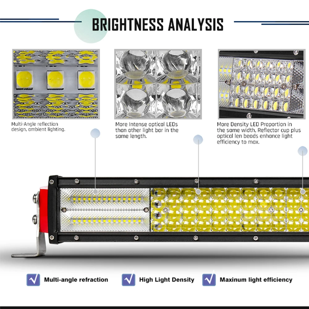 Светодиодная балка CO LIGHT 12D 384 Вт 22 дюйма внедорожный рабочий свет 12 В 24 4 рядный