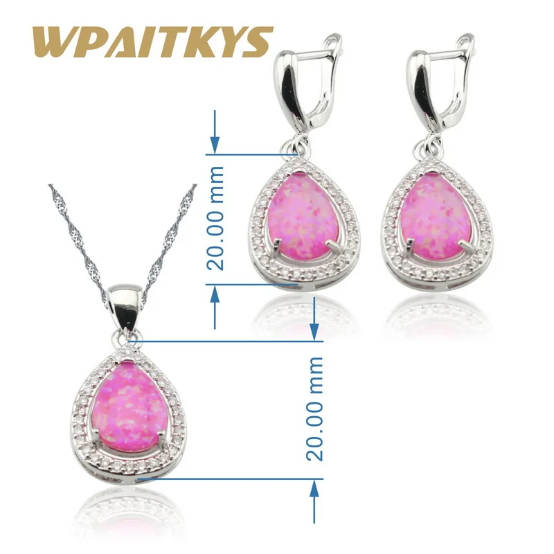 Женский комплект ювелирных изделий с опалом серебряного цвета 3 цвета: красный