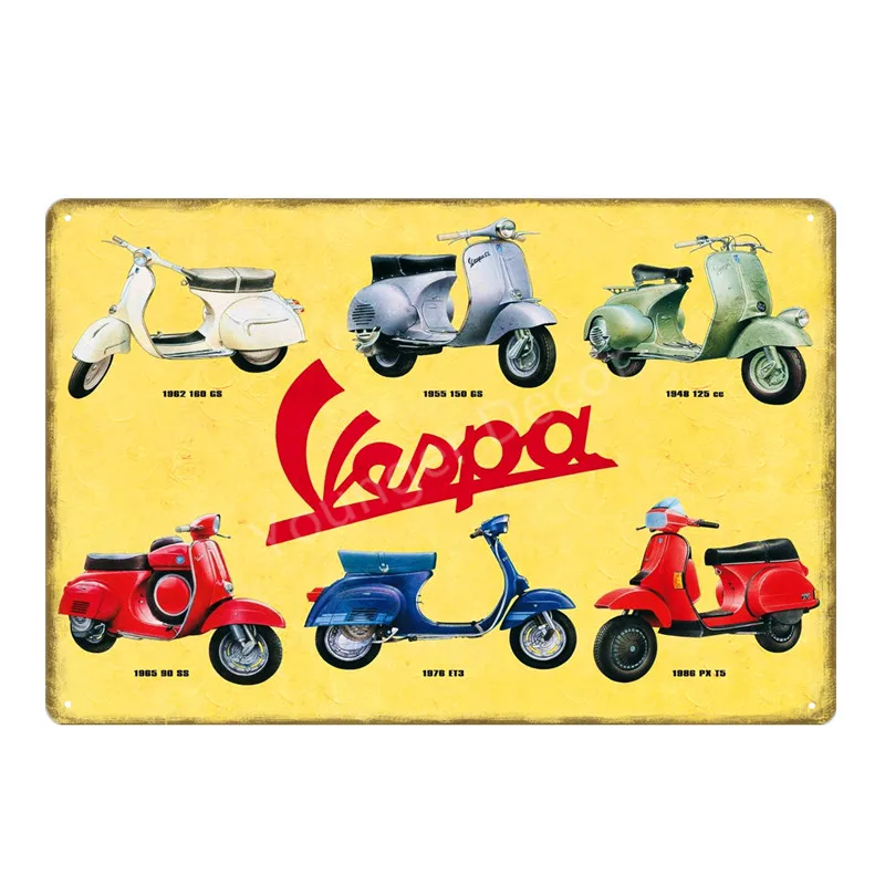 Винтажные наклейки для домашнего декора Vespa скутер Мотор Оловянная вывеска настенный художественный Принт плакат для паба бара гаража салон магазин металлическая доска YD015 - Цвет: YD0341