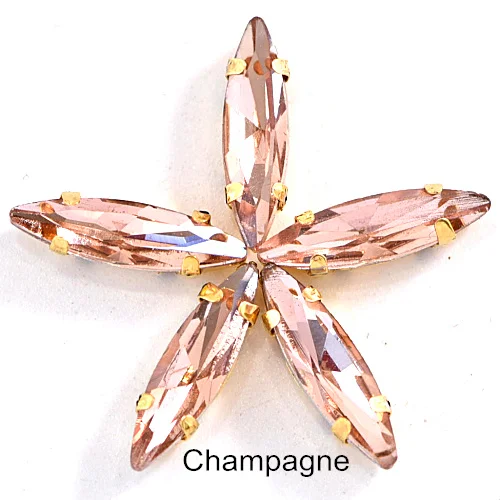 Champagne 4x15 мм, 50 шт., цветные стразы в виде лошадиных глаз, пришитые на коготь стразы в виде листьев из стекла, пришитые стразы с золотым коготком, свадебное платье B3742 - Цвет: Champagne