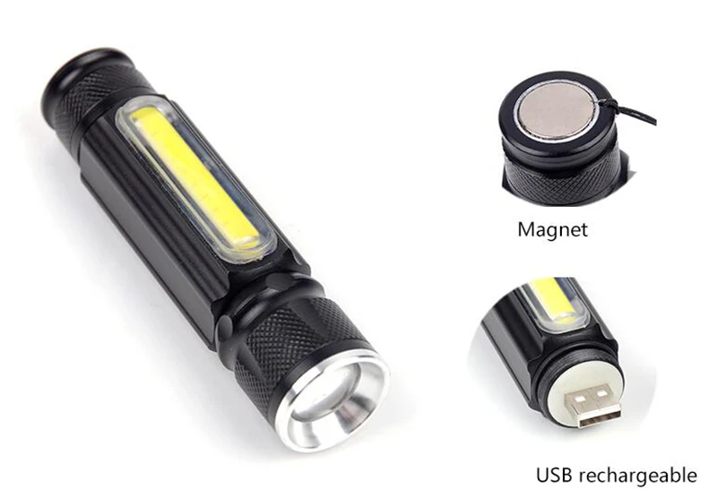 USB Мини Увеличить светодио дный фонарик свет работы L T6 удара Водонепроницаемый