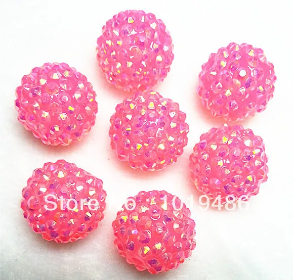 20 мм ярко розовый цвет 100 шт./лот Коренастый Смола горный хрусталь бусины Bling шарик