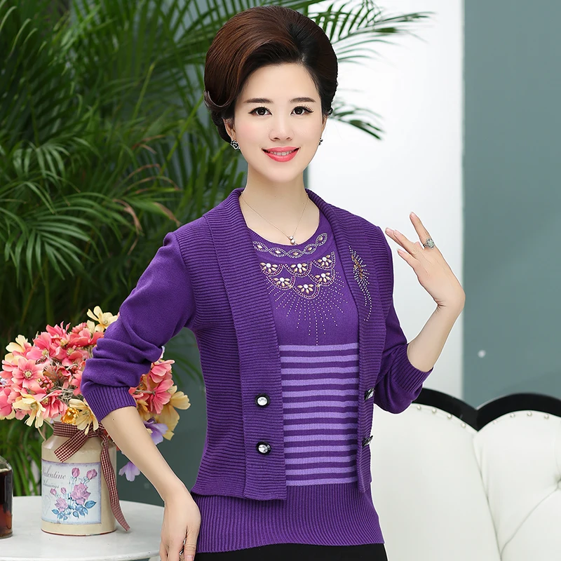 SexeMara Women Autumn Sweaters O-neck Long-sleeved Tops Clothing 2018 New Knitted Jumper Plus Size Fake Two-Piece Set pullovers | Женская