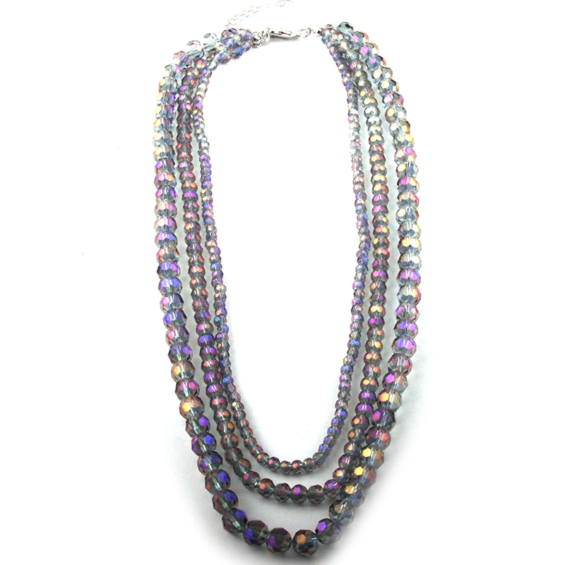 Мода чешского украшения 3 слоя мяч Стекло Кристалл колье Цепочки и ожерелья s для