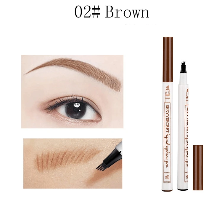 Eyebrow Pencil-02 4 цвета, жидкий карандаш для бровей, водостойкий, микроблейдинг, коричневая ручка для татуировки, вилка, наконечник, увеличитель краски, оттенок, ручка - Цвет: Eyebrow Pencil-02