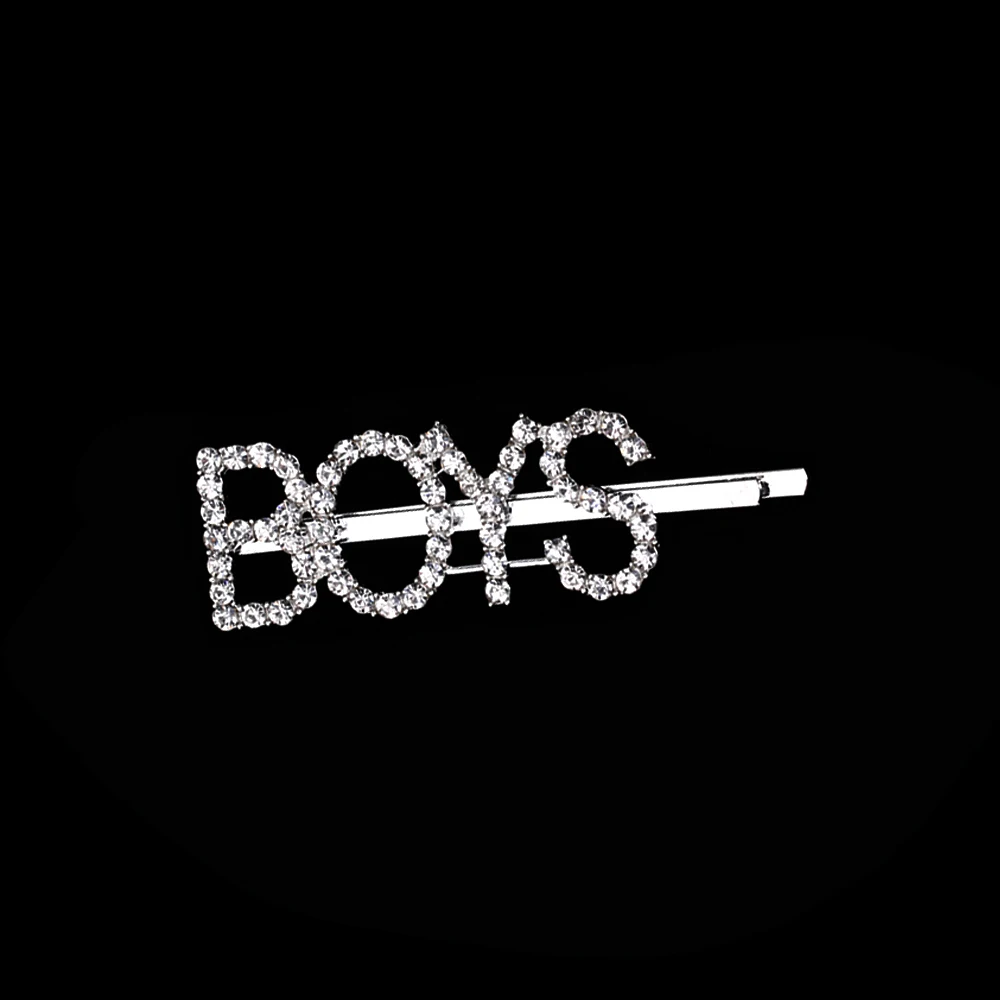 BOYS 1 шт., кристаллы, стразы, буквы, заколки для волос, инструменты для укладки волос, аксессуары для женщин, заколка для волос STAR/SEXY/DRIPPIN/GLAM/X - Цвет: BOYS
