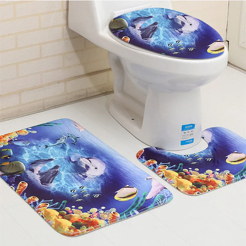 3 шт. приморский город Toliet U коврик Ванная комната коврик для ванной комплект Нескользящие 50x80 см и 45x75 см Tapis Salle De Bain Tapete Banheiro