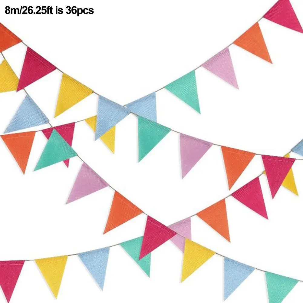 Bunting Banner 6-color Imitation Linen Pennant Flags Party European Wedding Decoration | Дом и сад