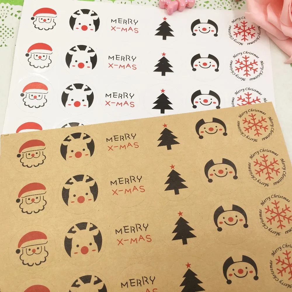 500 шт. декоративные наклейки в виде снежинок лося Санта Клауса диаметр 3