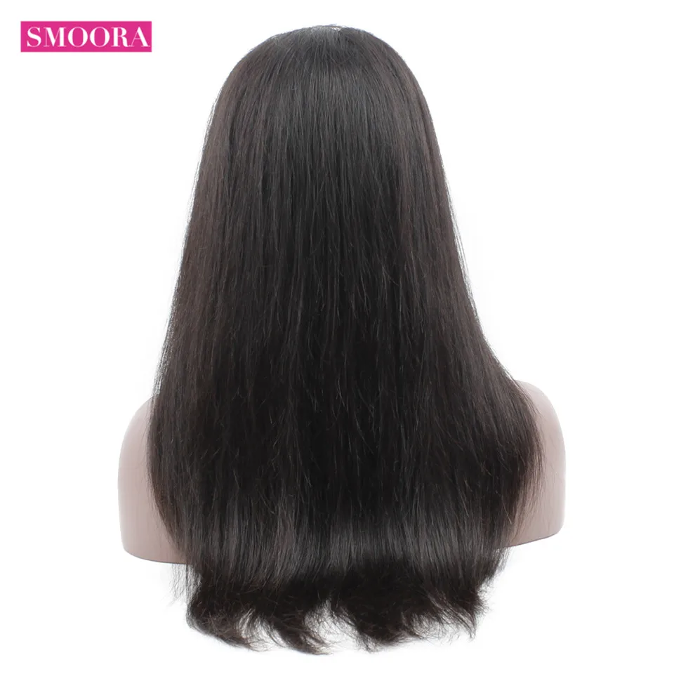 SMOORA прямые 360 кружевных фронтальных париков с BabyHair 150% плотность 360 кружевные передние человеческие волосы парики малазийские предварительно выщипанные человеческие волосы