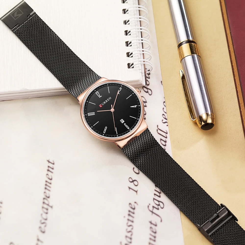 Новые модные наручные мужские часы Wach кварцевые с ультра тонким циферблатом топ