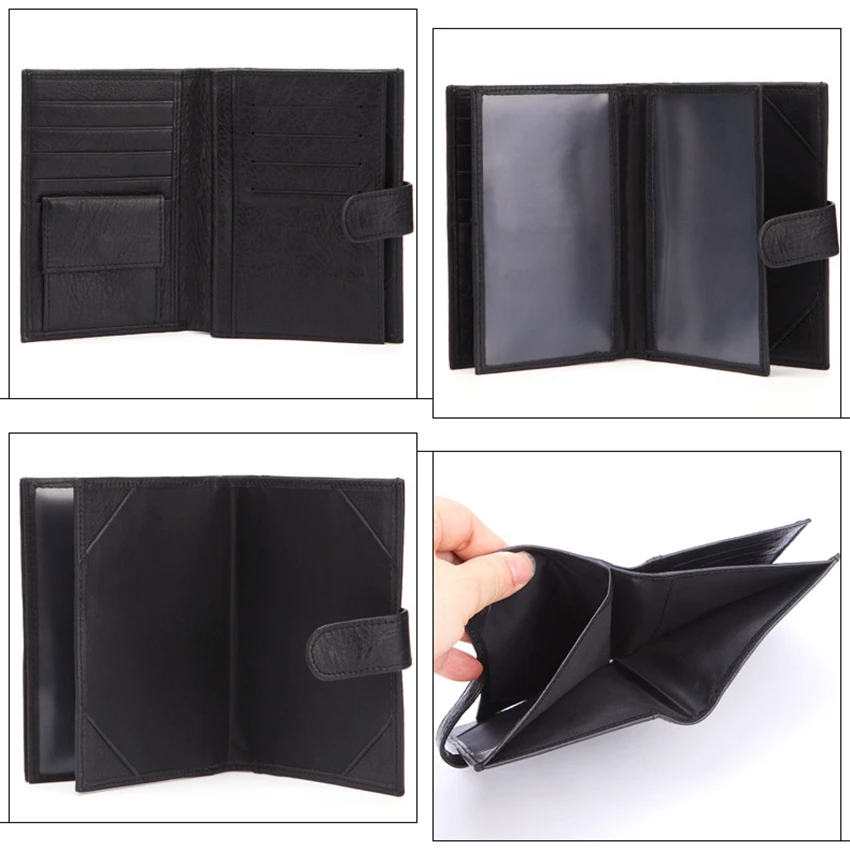 Черный коричневый кожаный чехол для путешествий бумажник паспорта мужчин и