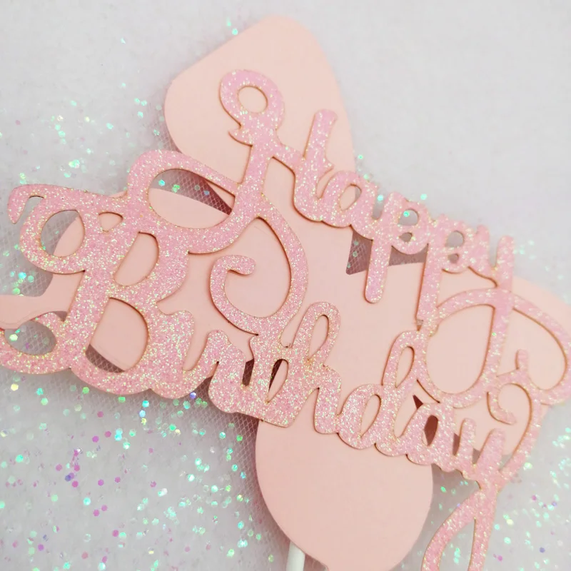 Shiny butterfly cake topper Cake decoration Happy birthday Baby shower party baking Child flag | Дом и сад