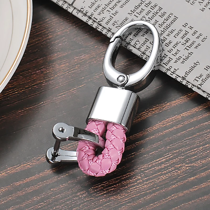 

High-Grade Hand Woven Women Men Keychains Leather Car Key Chain 360 Degree Rotating Buckle Key Rings Holder Bag Pendant