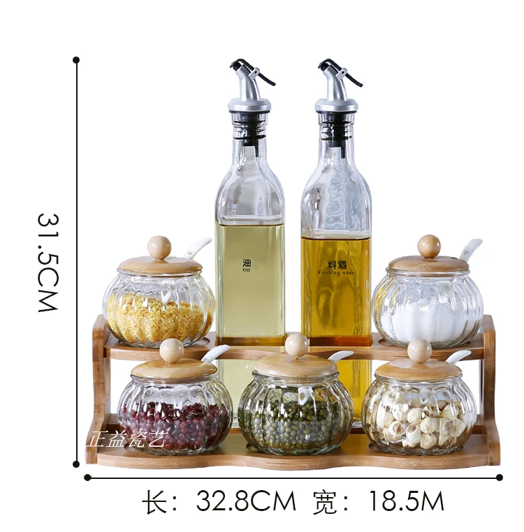 Кухня приправы бак стекло тип ящика соль бамбуковая стойка коробка керамическая