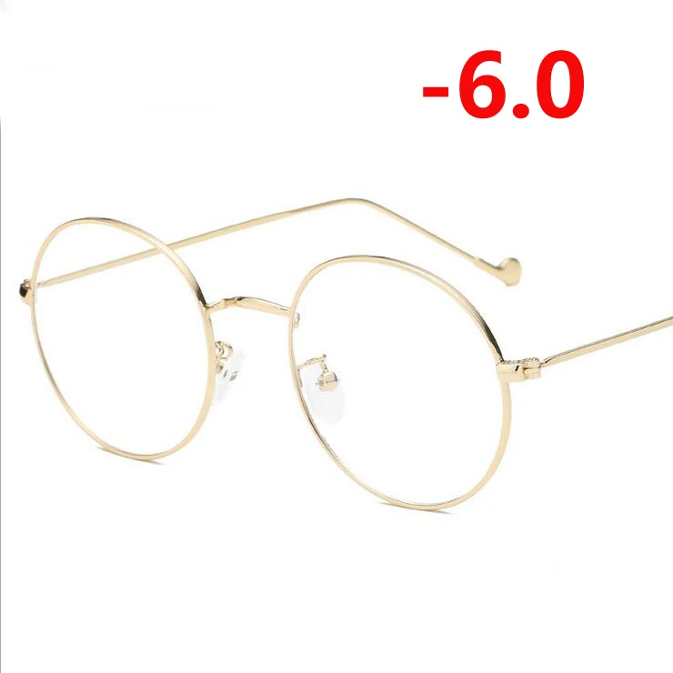 myopia 600 1,0-1,5-2,0-6,0 готовые очки для близорукости унисекс Ультра-светильник металлическая Золотая оправа Очки для близорукости с градусом - Цвет оправы: myopia 600