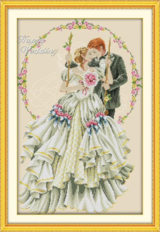 Happy wedding Новое поступление счастливой свадьбы хороший день обручальное кольцо крестиком DIY 11CT 14CT Набор для вышивки крестом ручная вышивка для рукоделия - Цвет: Happy wedding