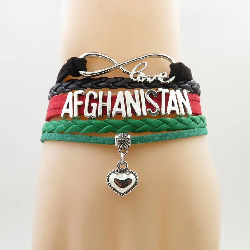 infinity love afghanistan Bracelet heart Charm afghanistan national flag bracelets& bangles for Woman and man jewelry