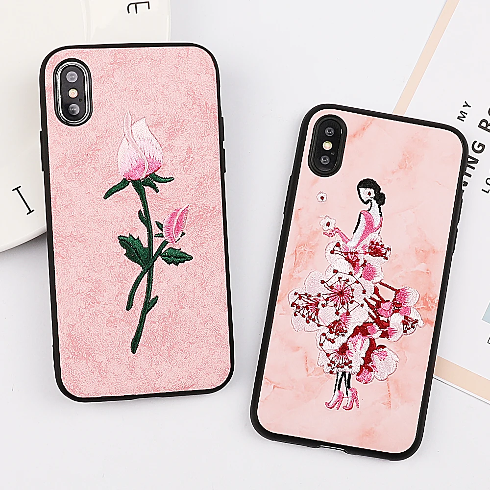 MYSUN Винтажный чехол с вышитыми цветами для iPhone XS XR Max X 8 7 6 6S Plus мягкий IMD мобильного