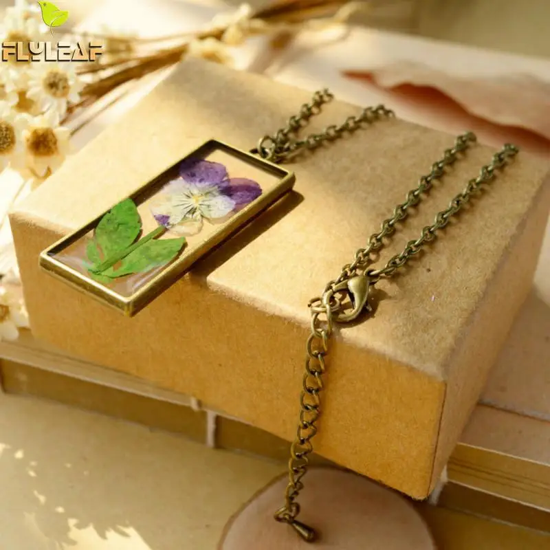 Flyleaf ручной работы натуральные сухие пансийские цветы ожерелья и подвески для