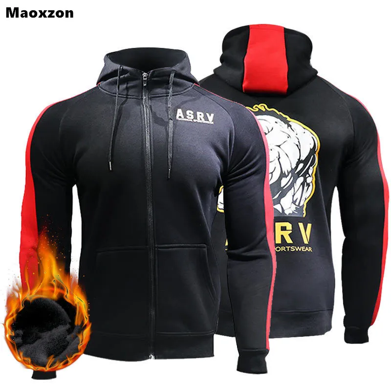 Maoxzon Men's Winter Casual Sportswear Think Hooded Sweatshirts Male Print Fitness Long Sleeve Hoodies Sweatshirt Outerwear Tops | Мужская