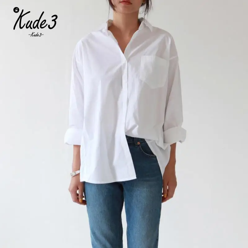 Повседневные свободные женские рубашки Осень Новая мода воротник плюс размер