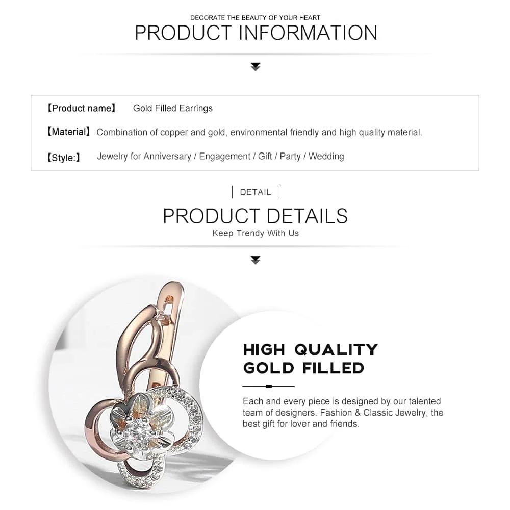 Davieslee 5Pcs/Set Teardrop Leaf Paved CZ Earrings for Women Cubic Zirconia 585 Rose Gold Filled Womens Elegant Earrings DGEF02