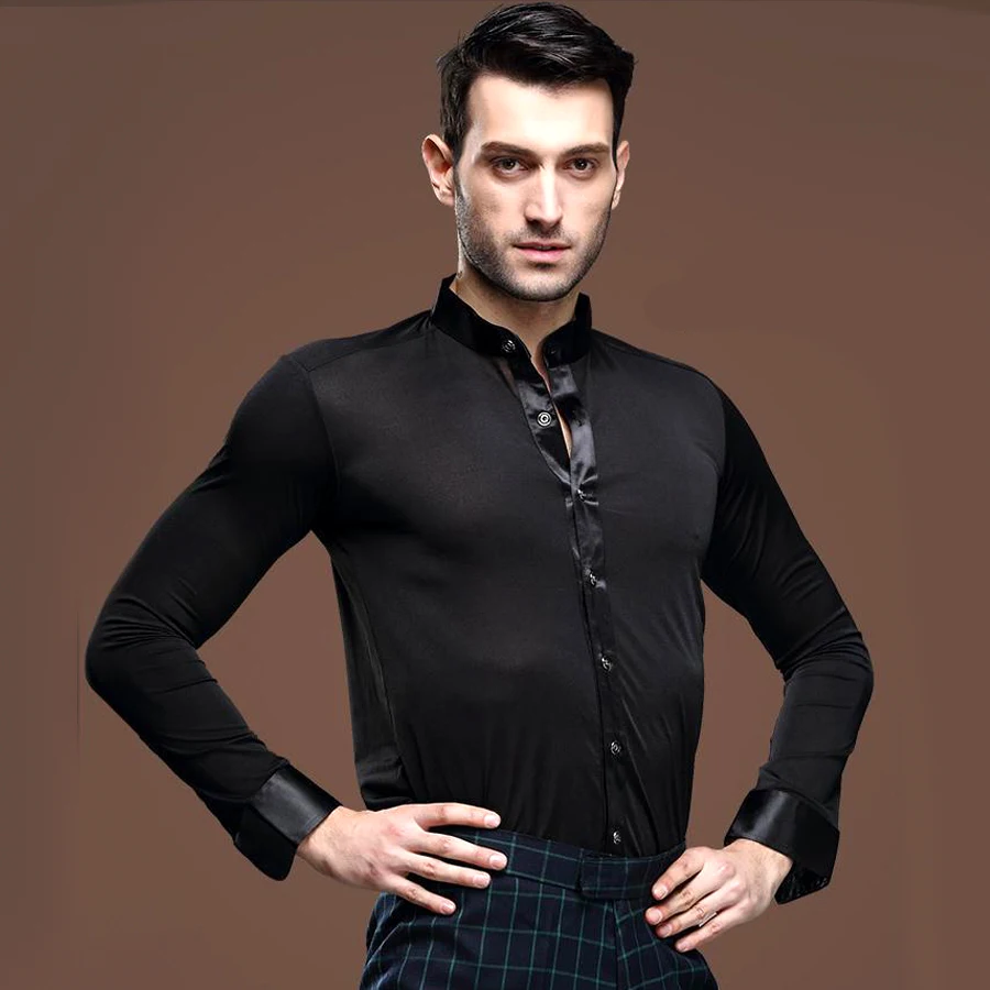 Мужской Топ для бальных танцев бежевая/красная/черная рубашка