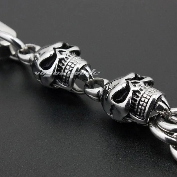 Unique Fashion Waist Pendant Solid 316L Stainless Steel Cool Men's Biker Tribal Totem Huge Skull Keychain Keyring 6H001KC | Украшения и